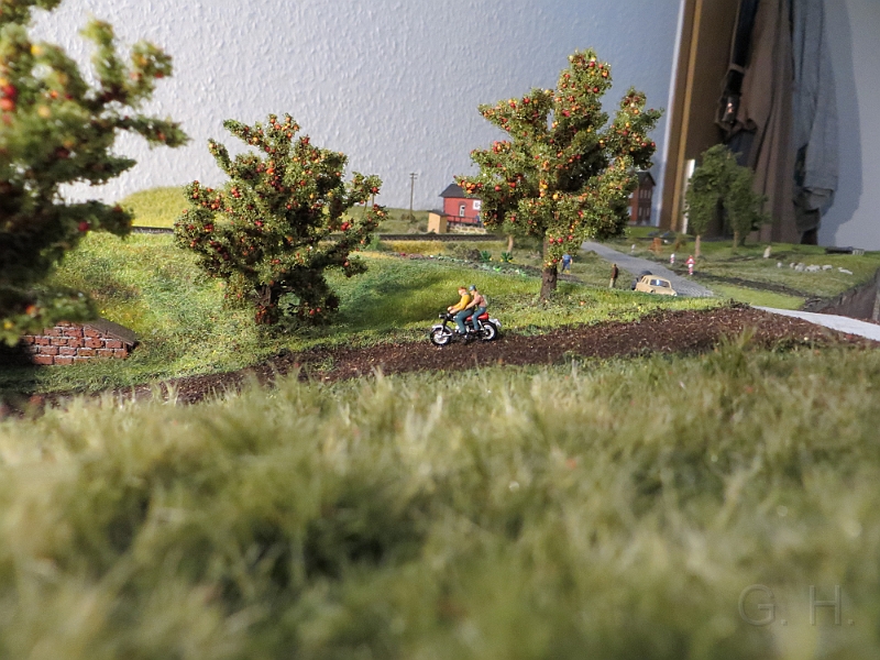 IMG_0054.JPG - Der Feldweg wird gerade von Jugendlichen mit Ihren Motorrad als Abkürzung genutzt. Im Hintergrund ist der Schrankenposten zu erkennen.                               